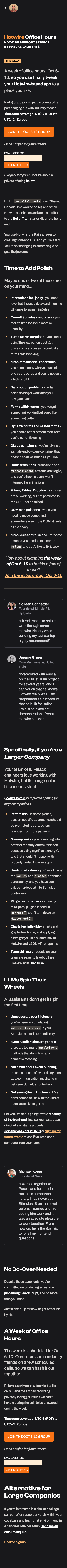 Mobile view of Hotwire Office Hours